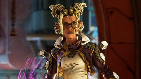 Borderlands 4 weekly update patch notes: An upper-body shot of Harlowe standing in a doorway with a determined, somewhat disgruntled facial expression.