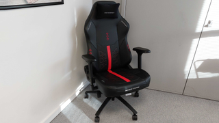 The XL edition of the DXRacer Martian gaming chair as seen in a sunny meeting room.